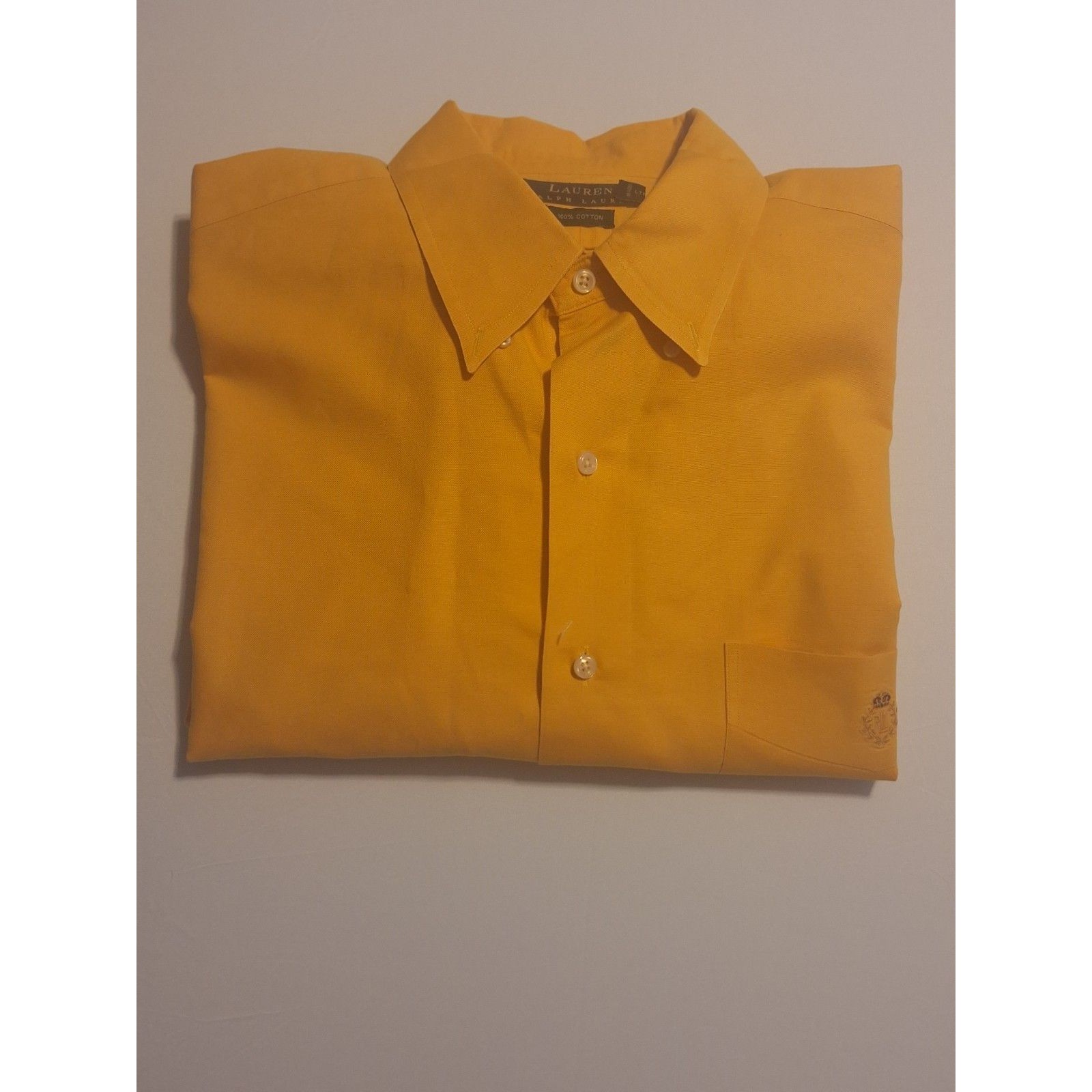 Lauren Ralph Lauren Classic Fit Oxford 100% Cotton Yellow Dress Shirt Sz Large